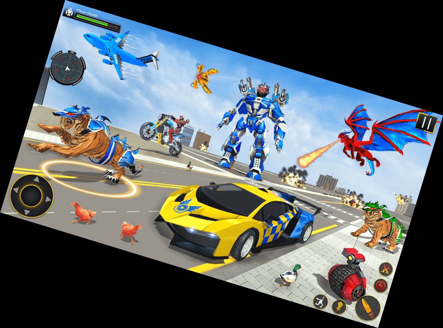 Juego de Coche Robot Tigre Policial 3