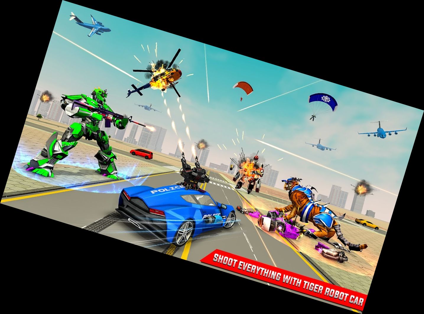 Polizei-Tiger-Roboter-Auto-Spiel