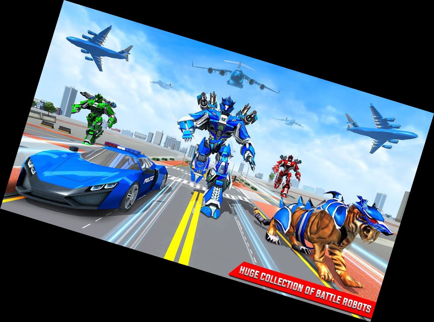 Juego de Coche Robot Tigre Policial 3