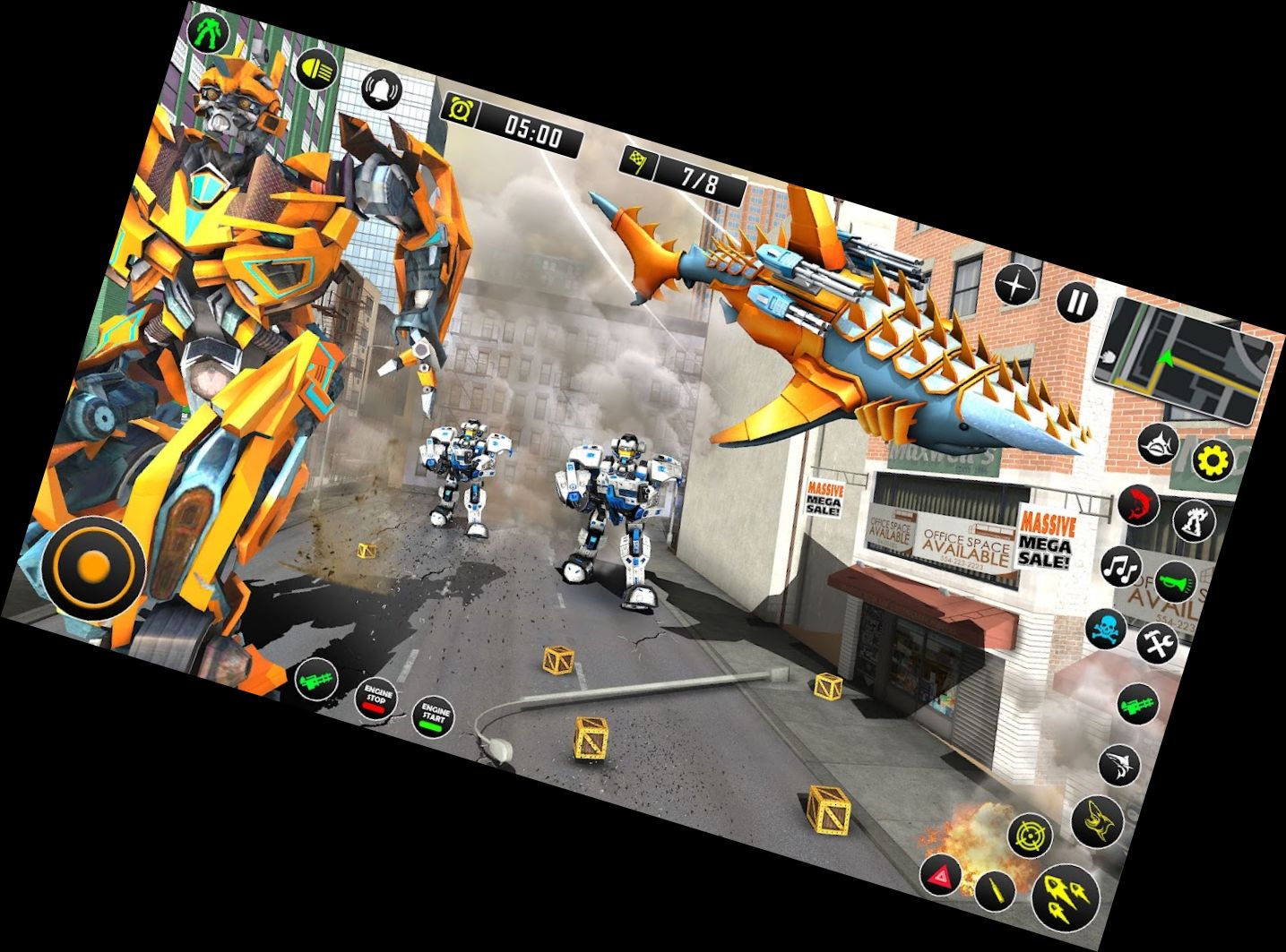 Hai-Roboter-Auto-Spiel