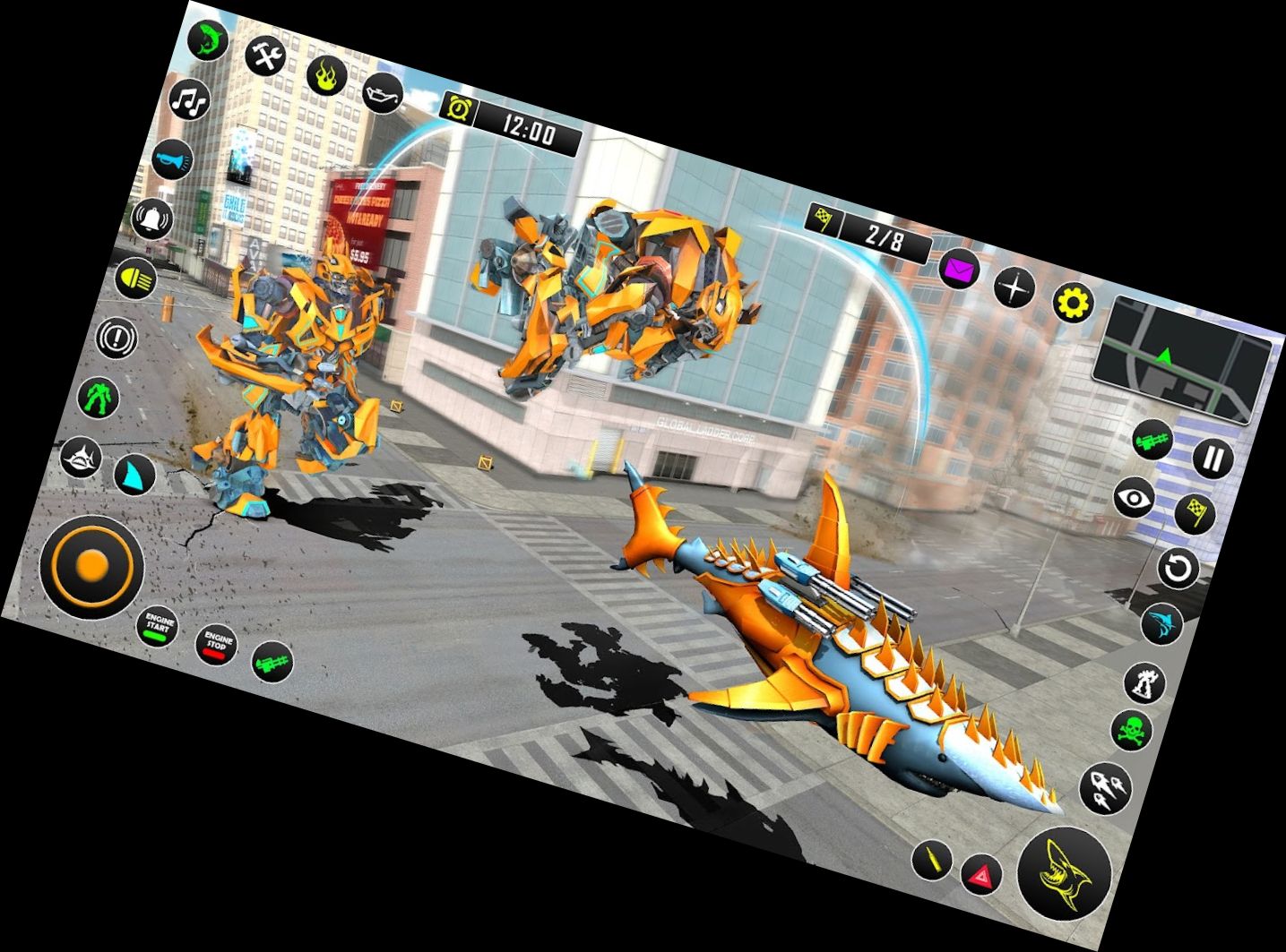 Hai-Roboter-Auto-Spiel