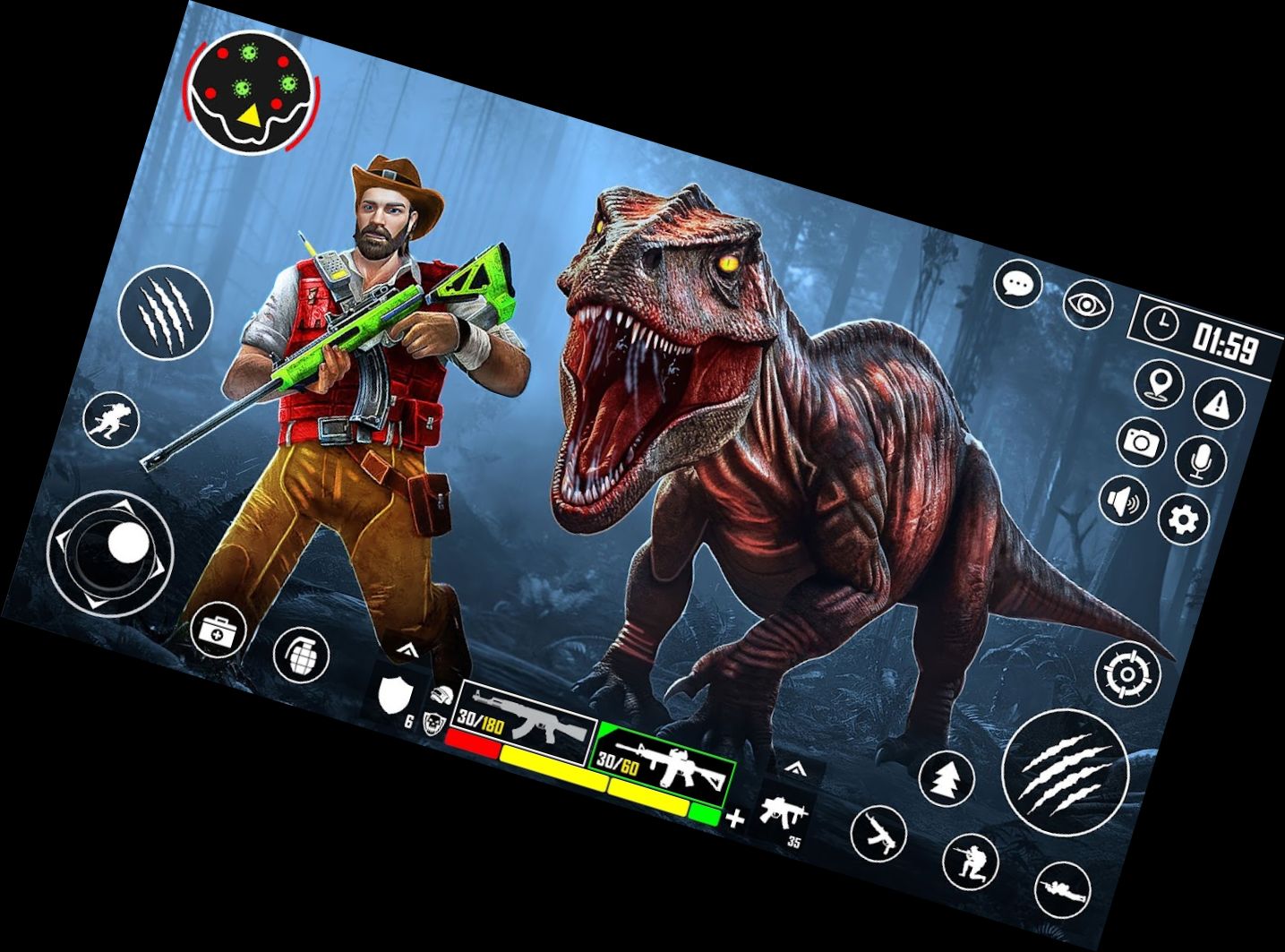 Wilder Dinosaurussen-Jagd-Spiel