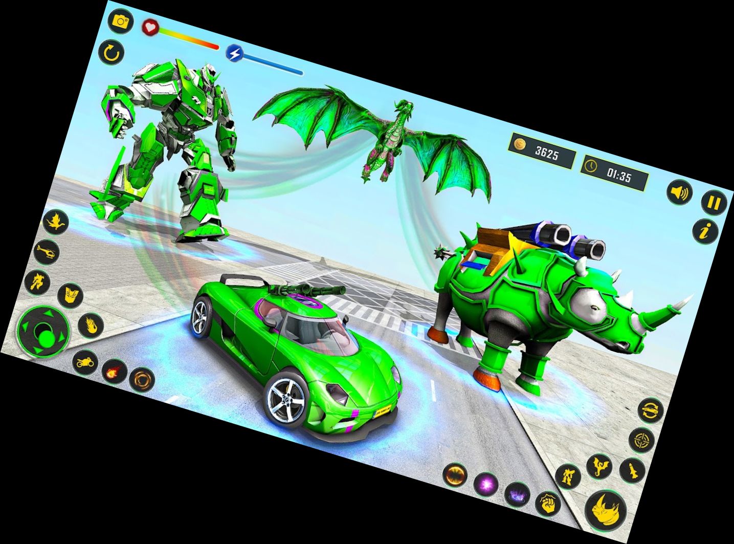 Rhino Robot Transform: Car Game