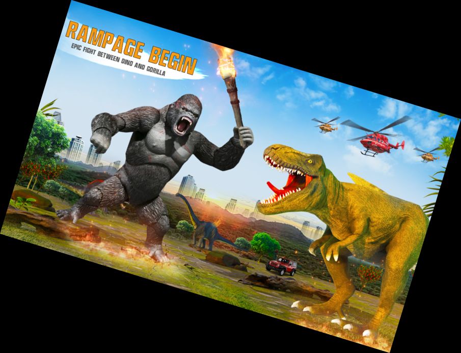 Dino gegen Gorilla Roboter Kampf