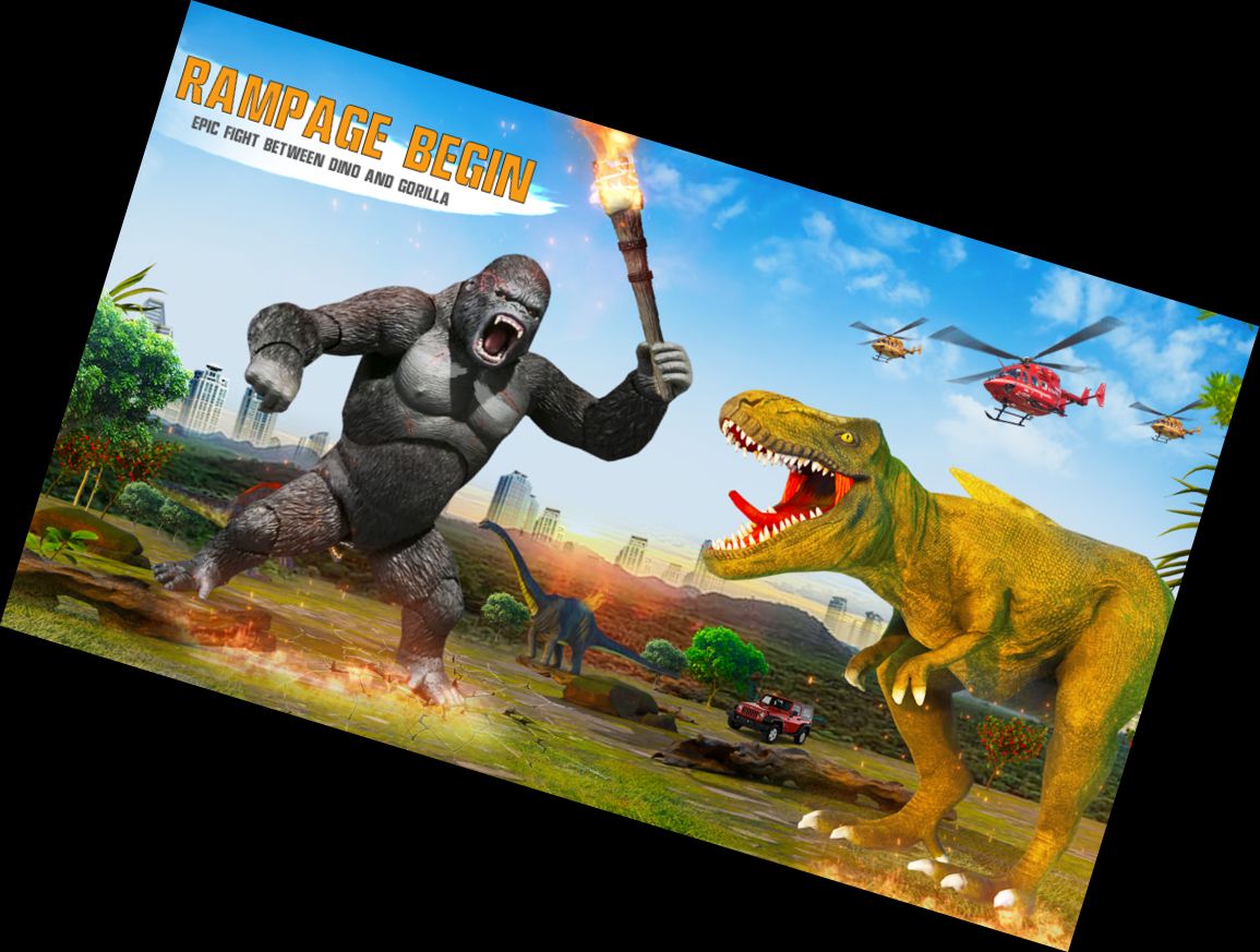 Dino gegen Gorilla Roboter Kampf