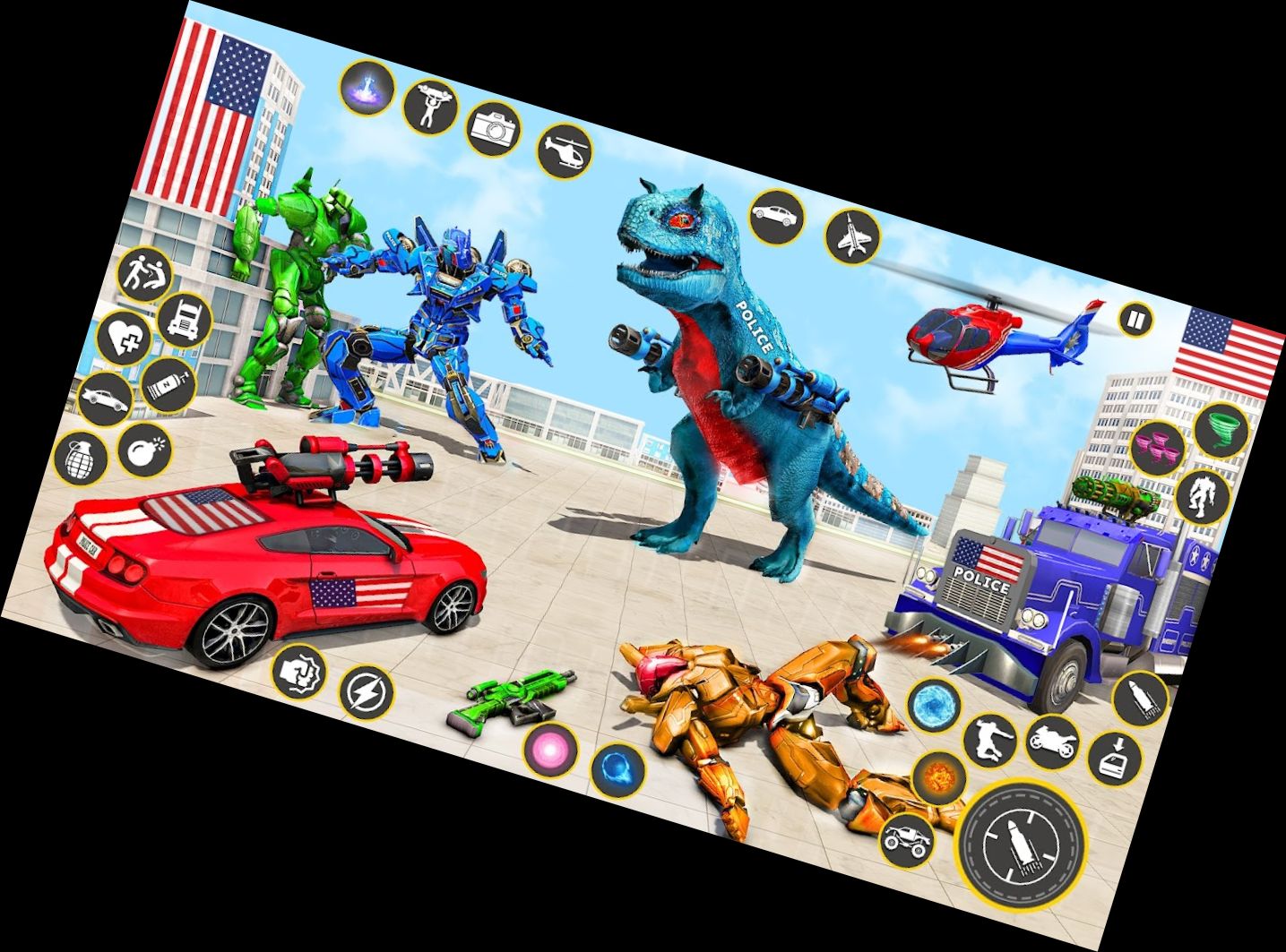 Полицейский грузовик робот машина игра 