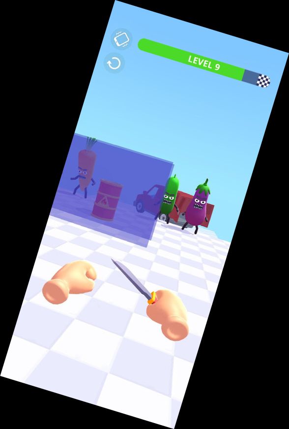 Treffender Tomate 3D - Messer