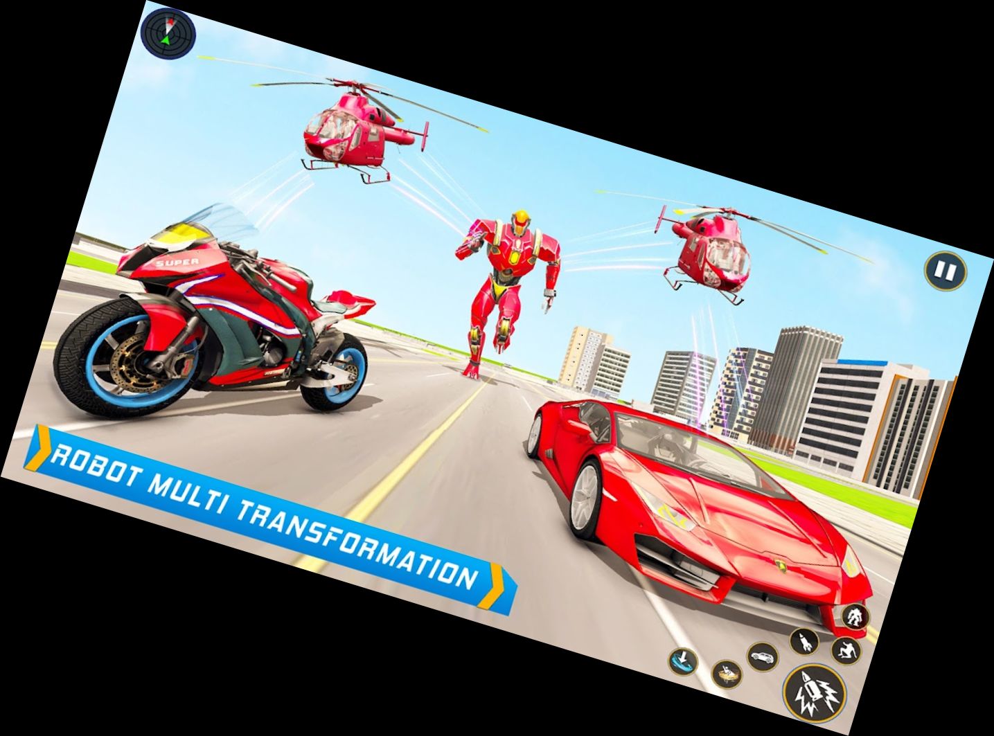 3D Robot Helicopter Car Simulator Game