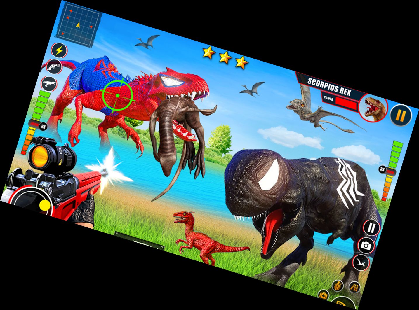 Authentic Dinosaur Shooter Gun Battles