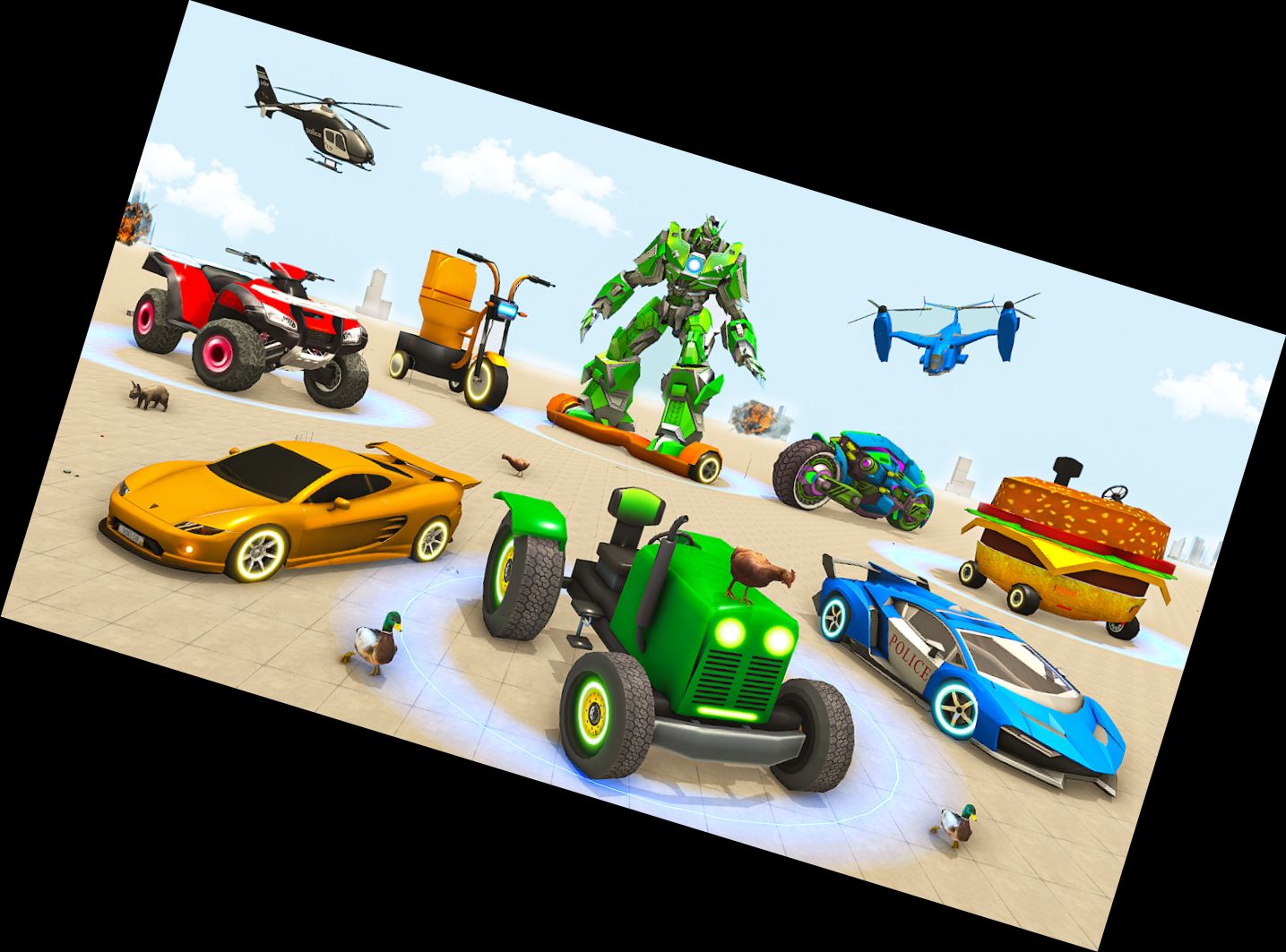 Polizei-Tiger-Roboter-Auto-Spiel