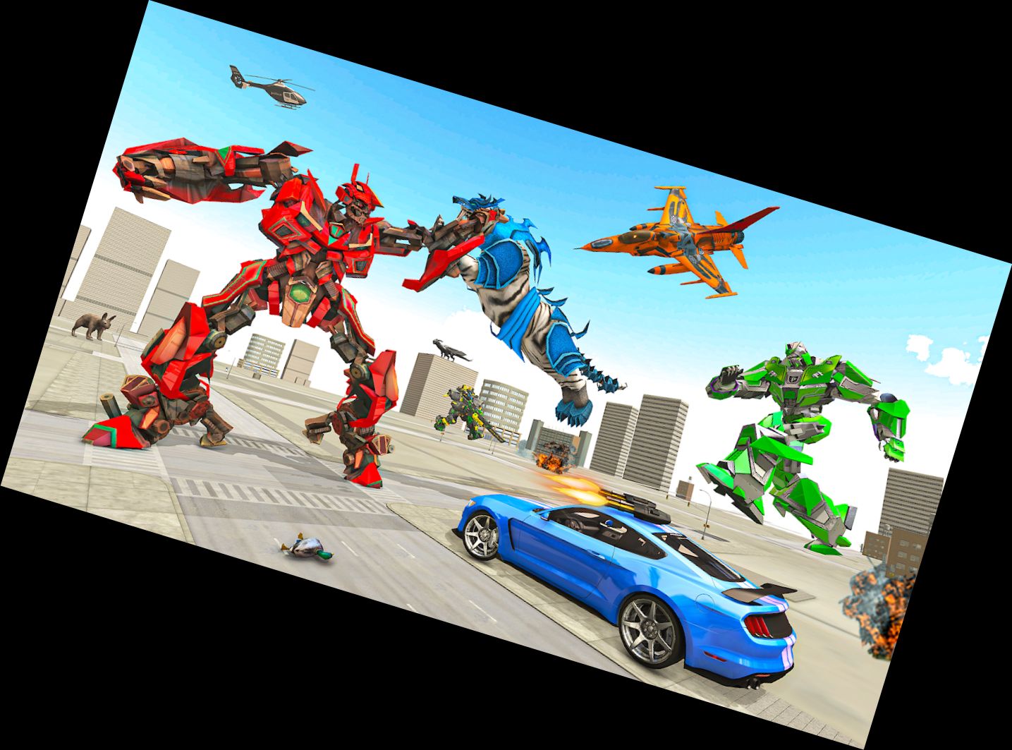 Juego de Coche Robot Tigre Policía 3