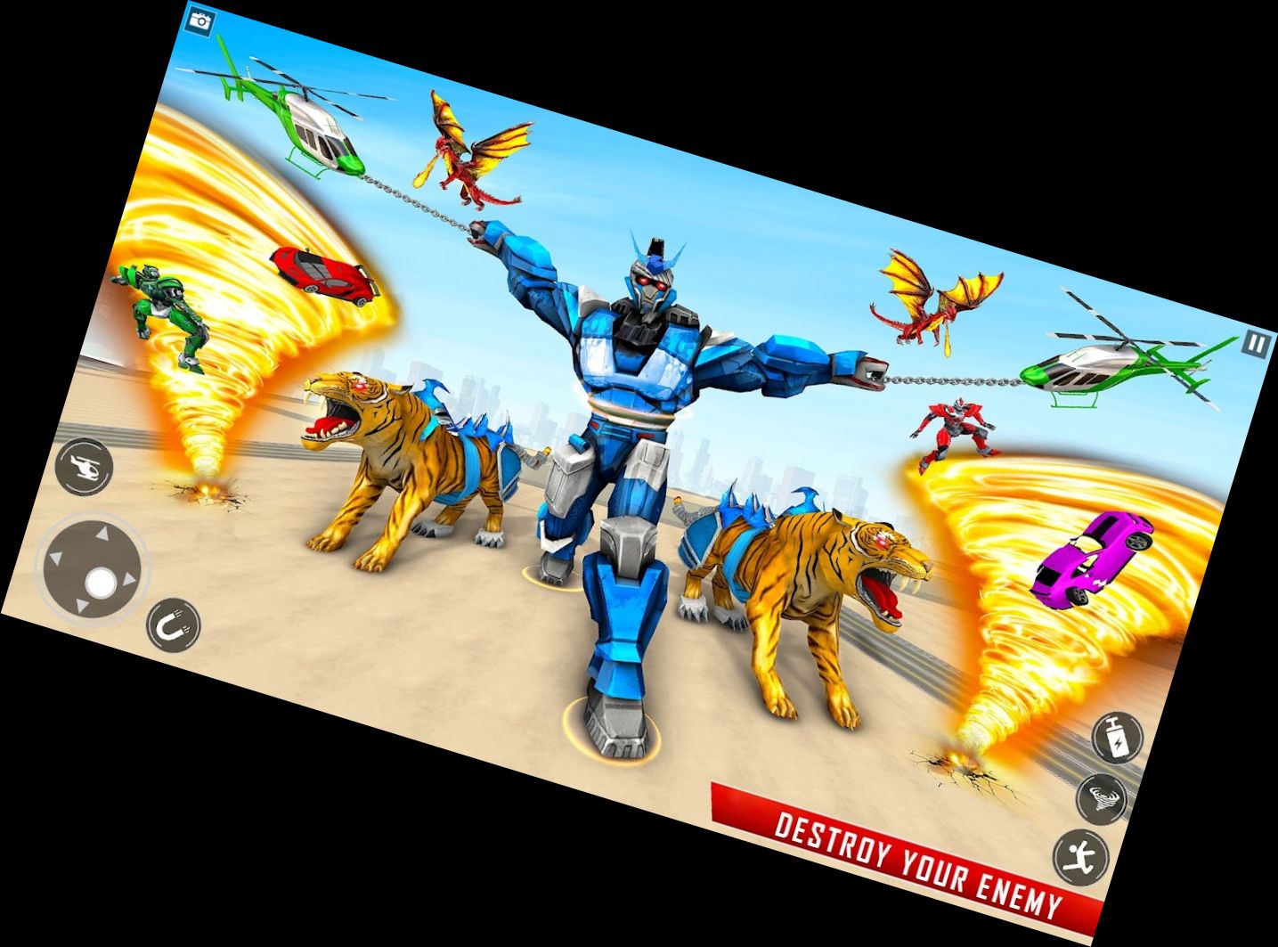 Juego de Coche Robot Tigre Policía 3