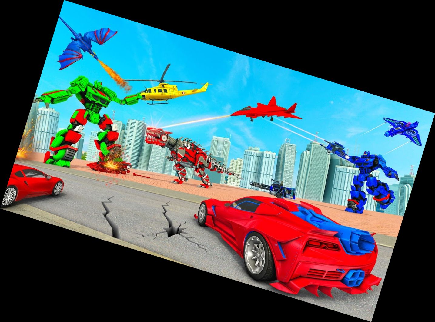 Robot Dinosaur Transformation Car Racing Games