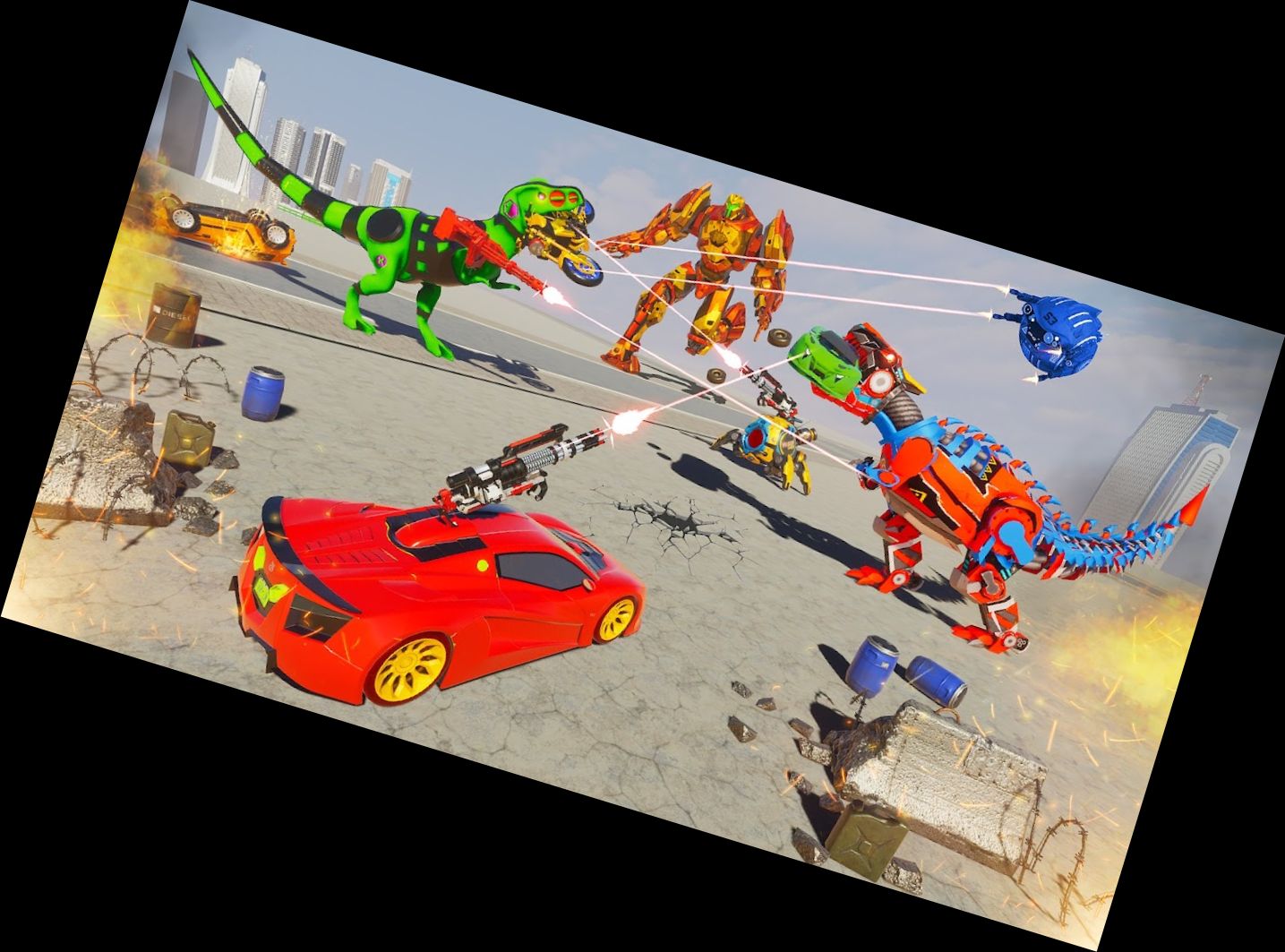 Robot Dinosaur Transformation Car Racing Games