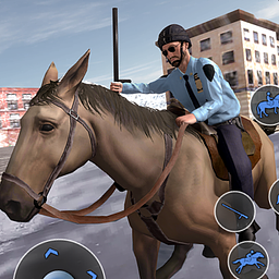 Конная полиция в погоне за преступником