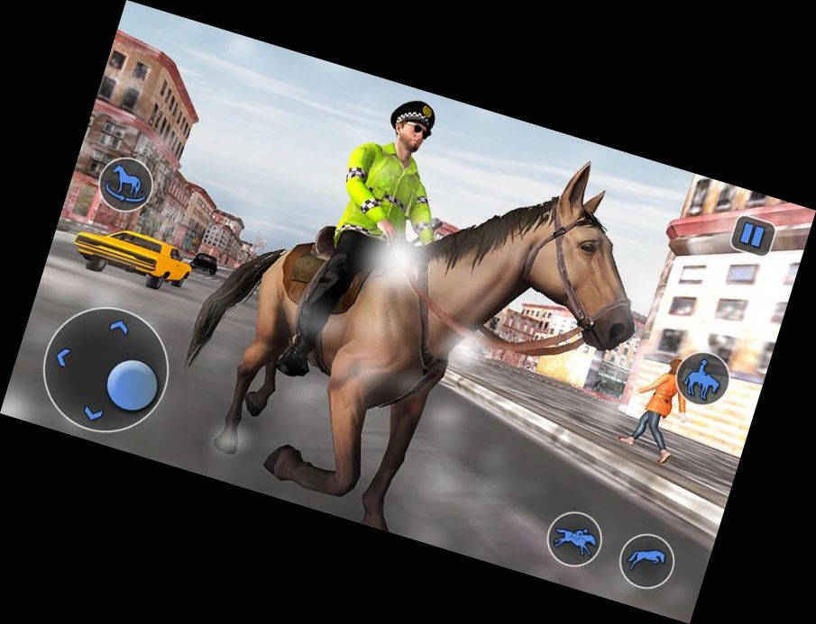 Policía Montado a Caballo Persecución y