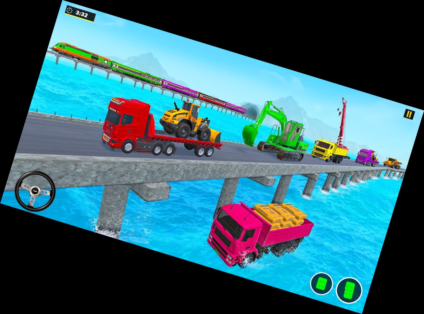 Bagger-LKW-Transporter 3D