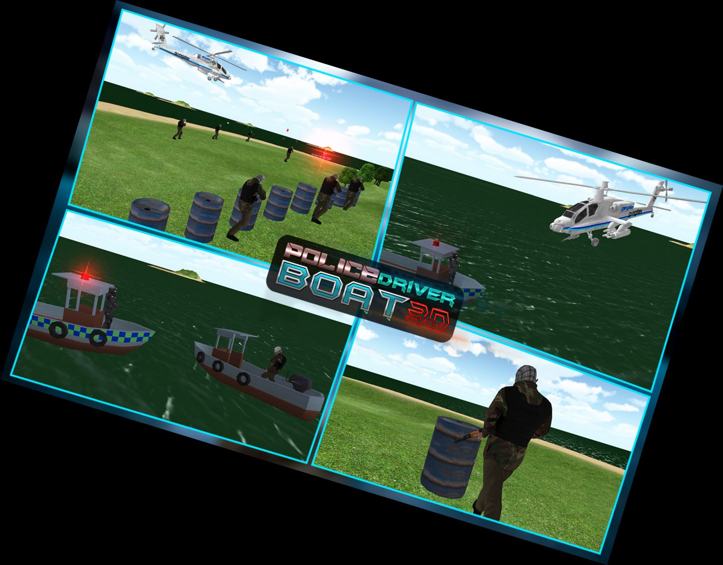 3D Police Boat Action Shooter Games