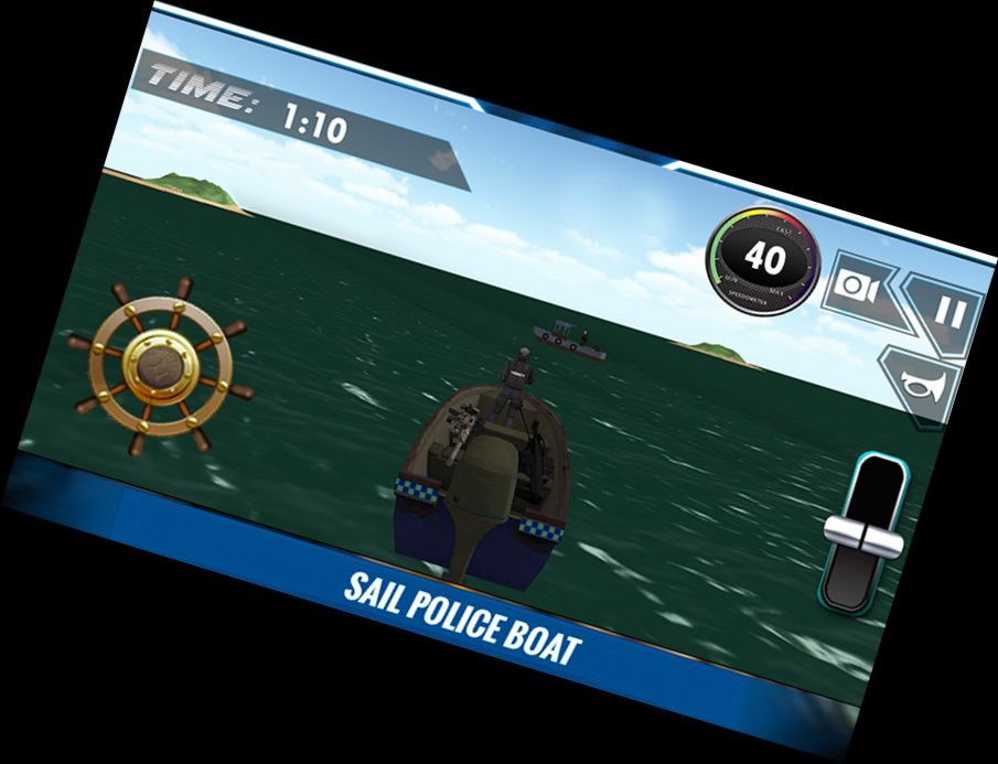 3D Police Boat Action Shooter Games