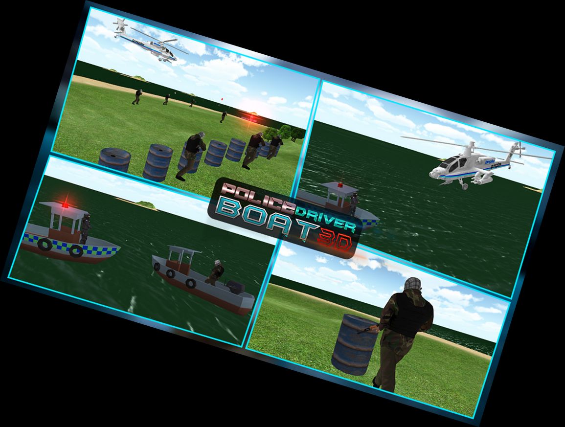 3D Police Boat Action Shooter Games