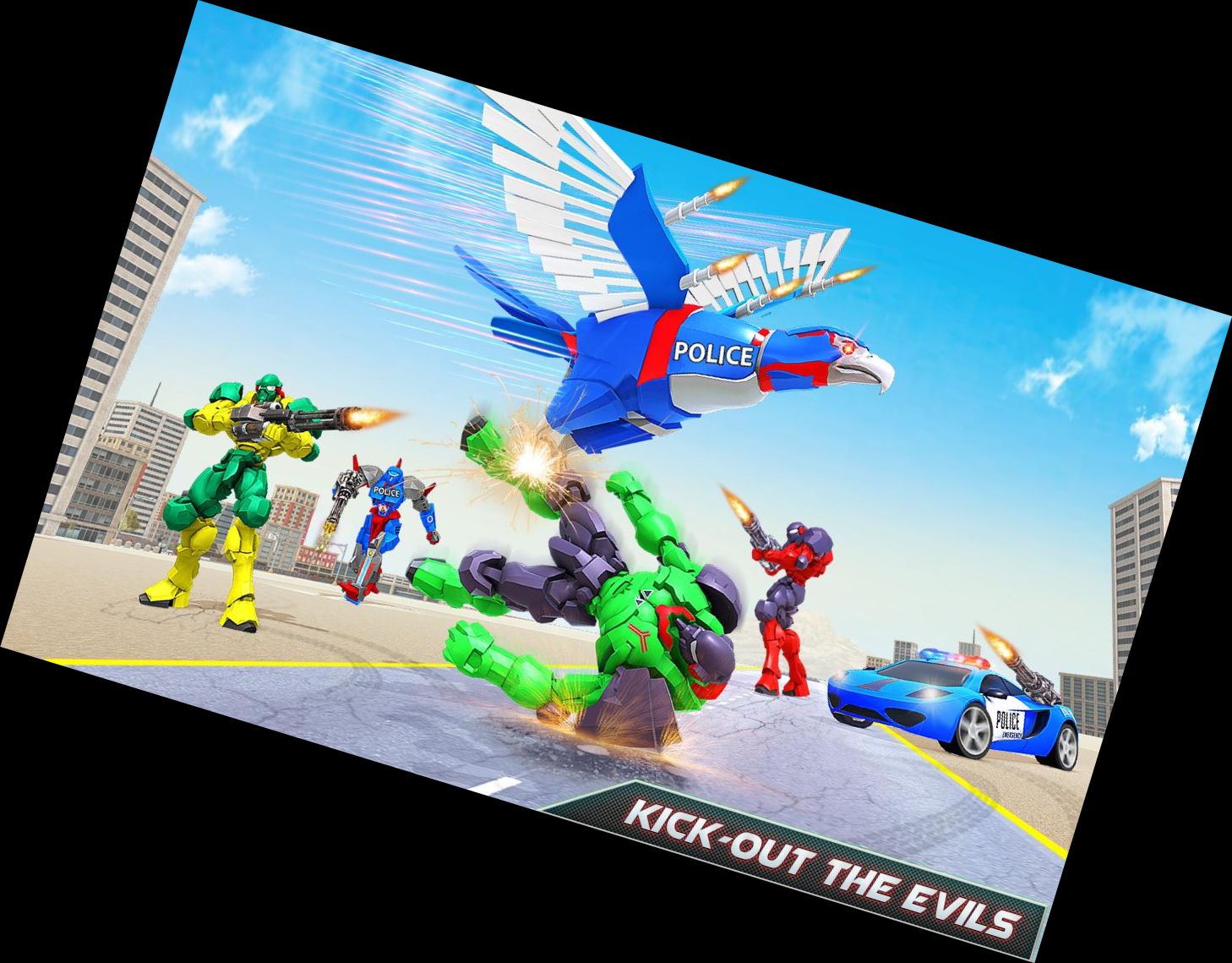 Летающий Полицейский Орёл Робот Переходящий Автомоб