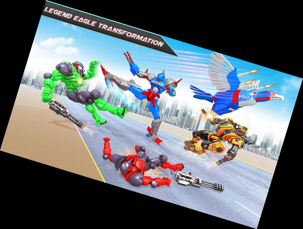 Aerial Police Eagle Robot Transforming Car Eagle Simulator