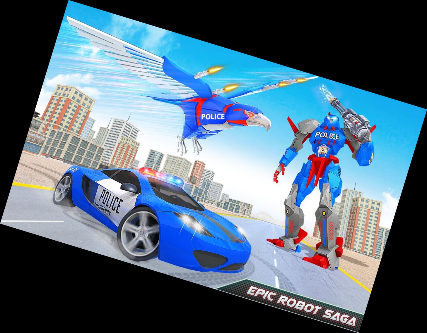 Aerial Police Eagle Robot Transforming Car Eagle Simulator