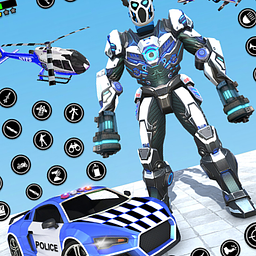 Panda-Roboter-Polizeiauto-