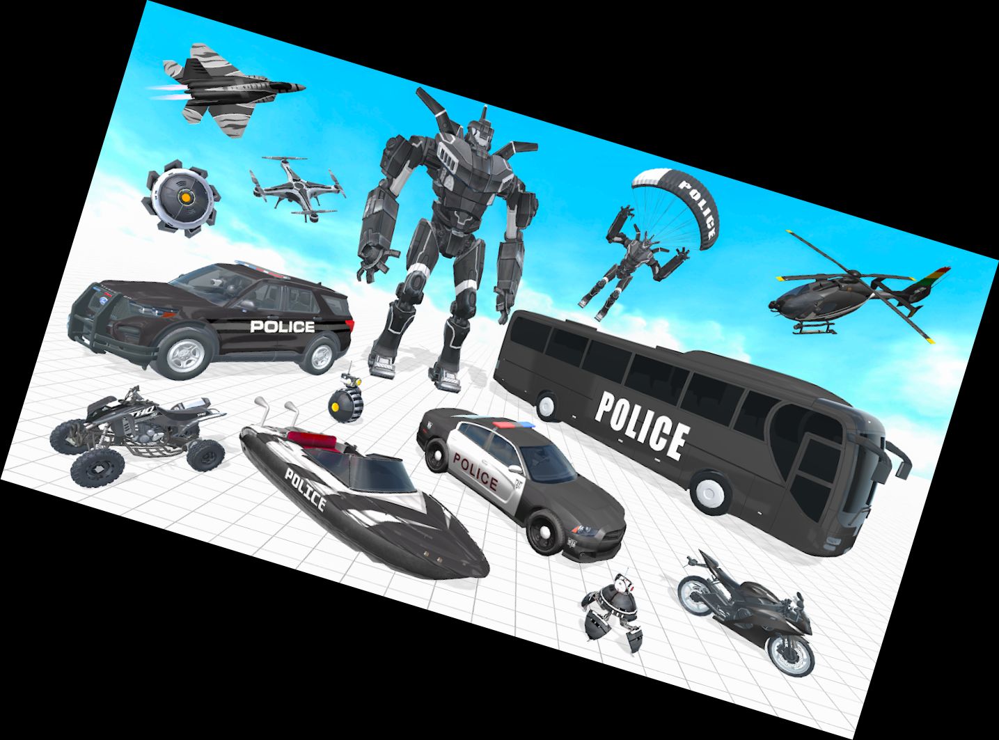 Robot Police Bus Bike Games