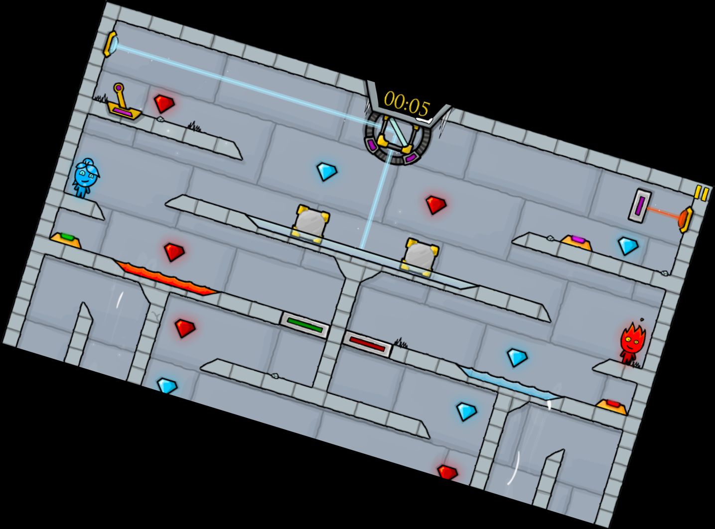 Feuerjunge & Wassermädchen im Eistempel