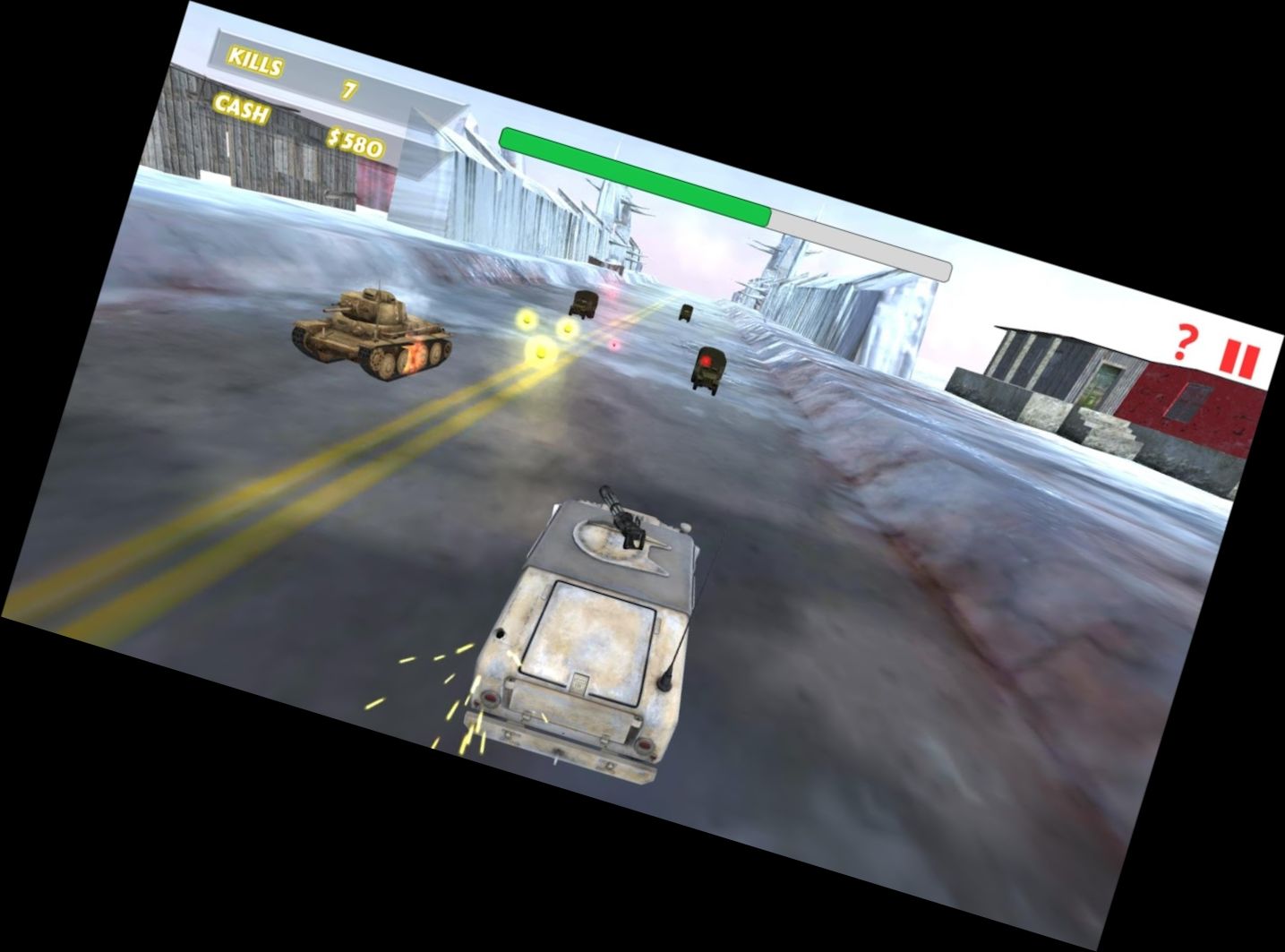 Rennspiel mit Autos und Ballerei