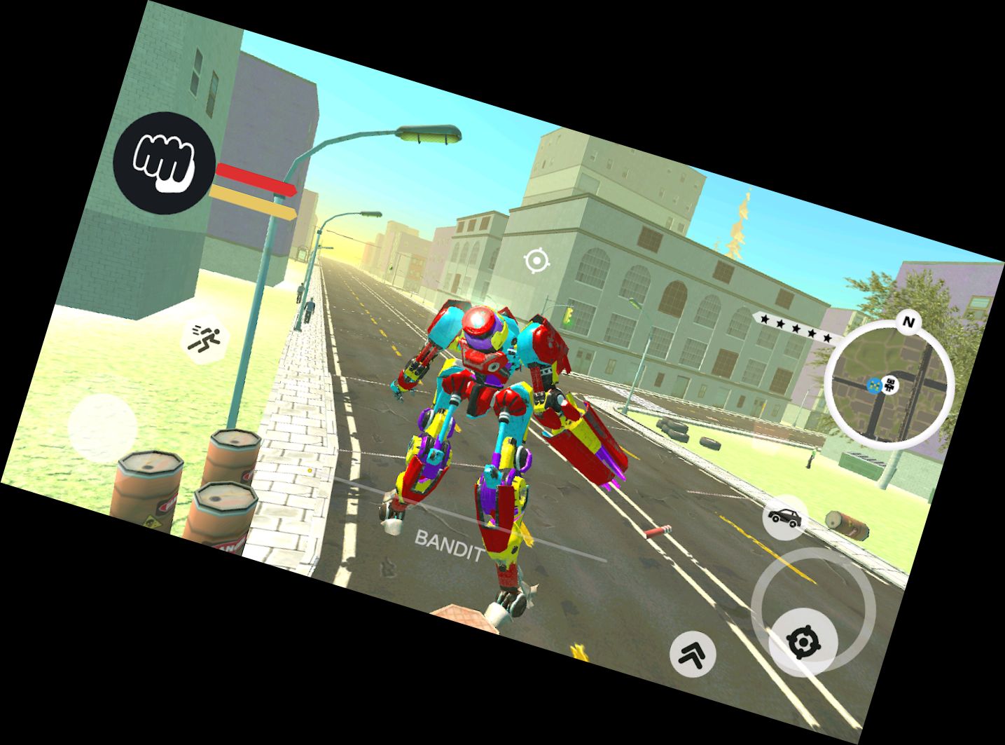 Menschlicher Roboter-Held Stadt-Kampf