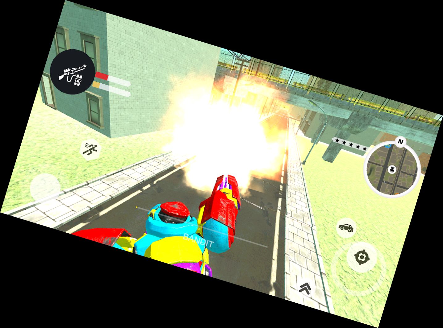 Menschlicher Roboter-Held Stadt-Kampf