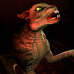 Gruseliger Katzen Horror Cartoon Haus