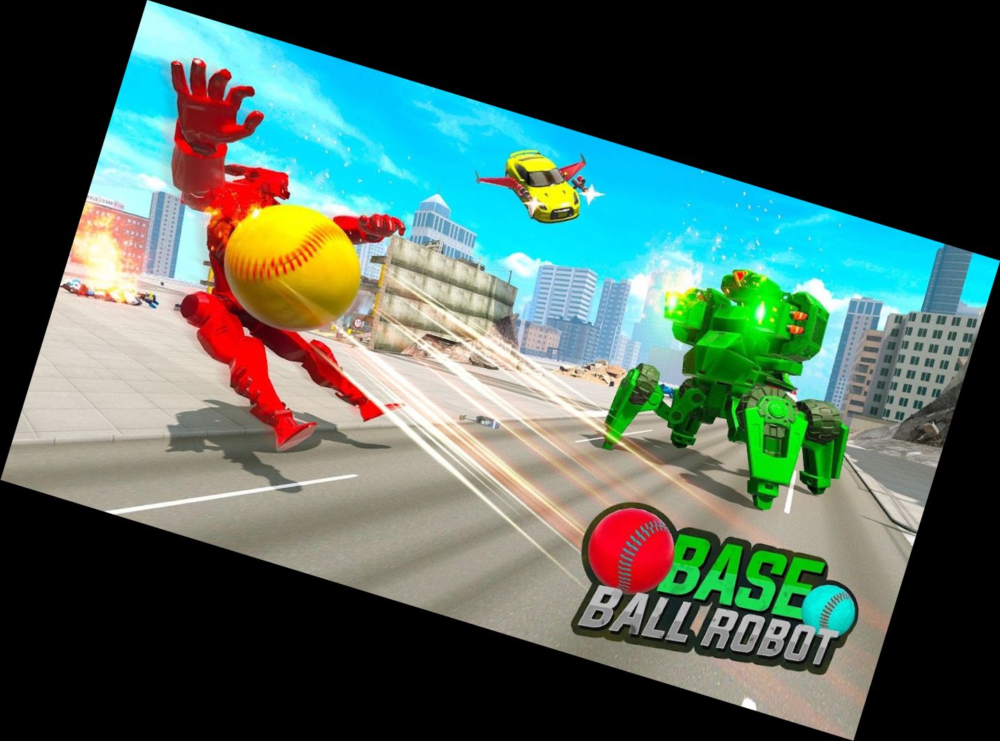 Roboter-Spiel: Baseball-Roboter-Auto