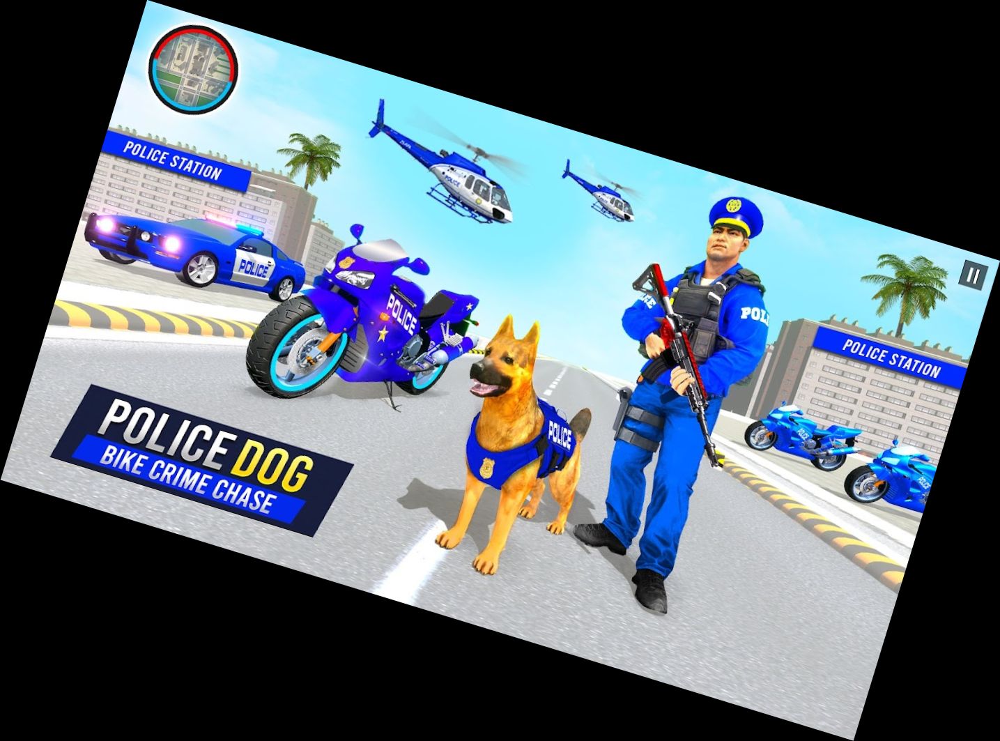 Polizeihund Verbrechen Bike Verfolg