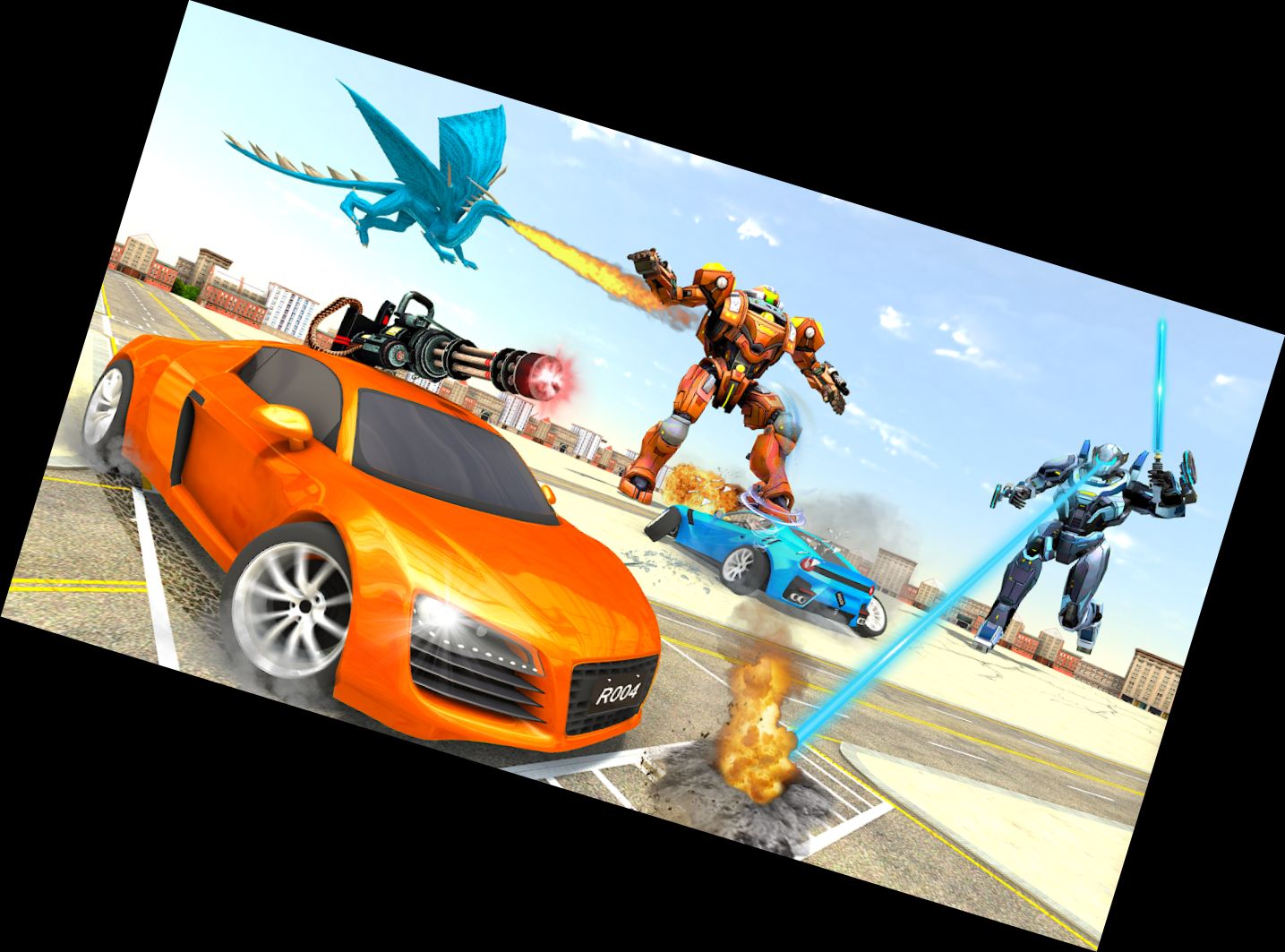 Fliegender Roboter Auto Transformations Krieg