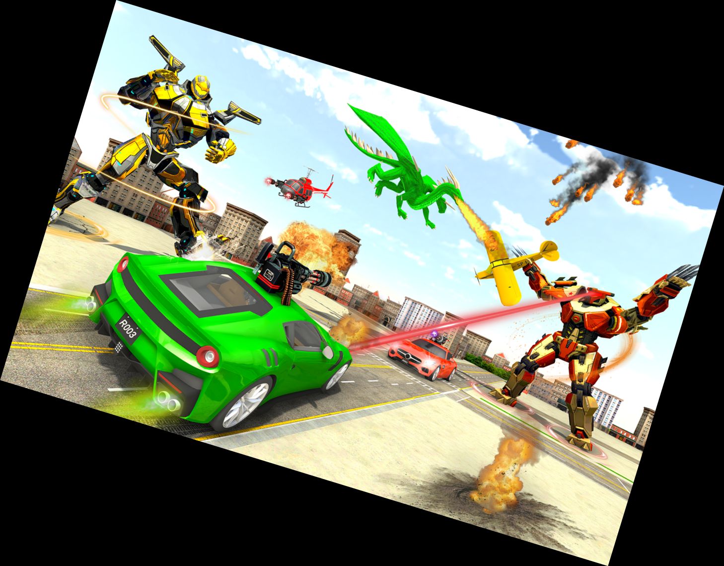 Fliegender Roboter Auto Transformations Krieg