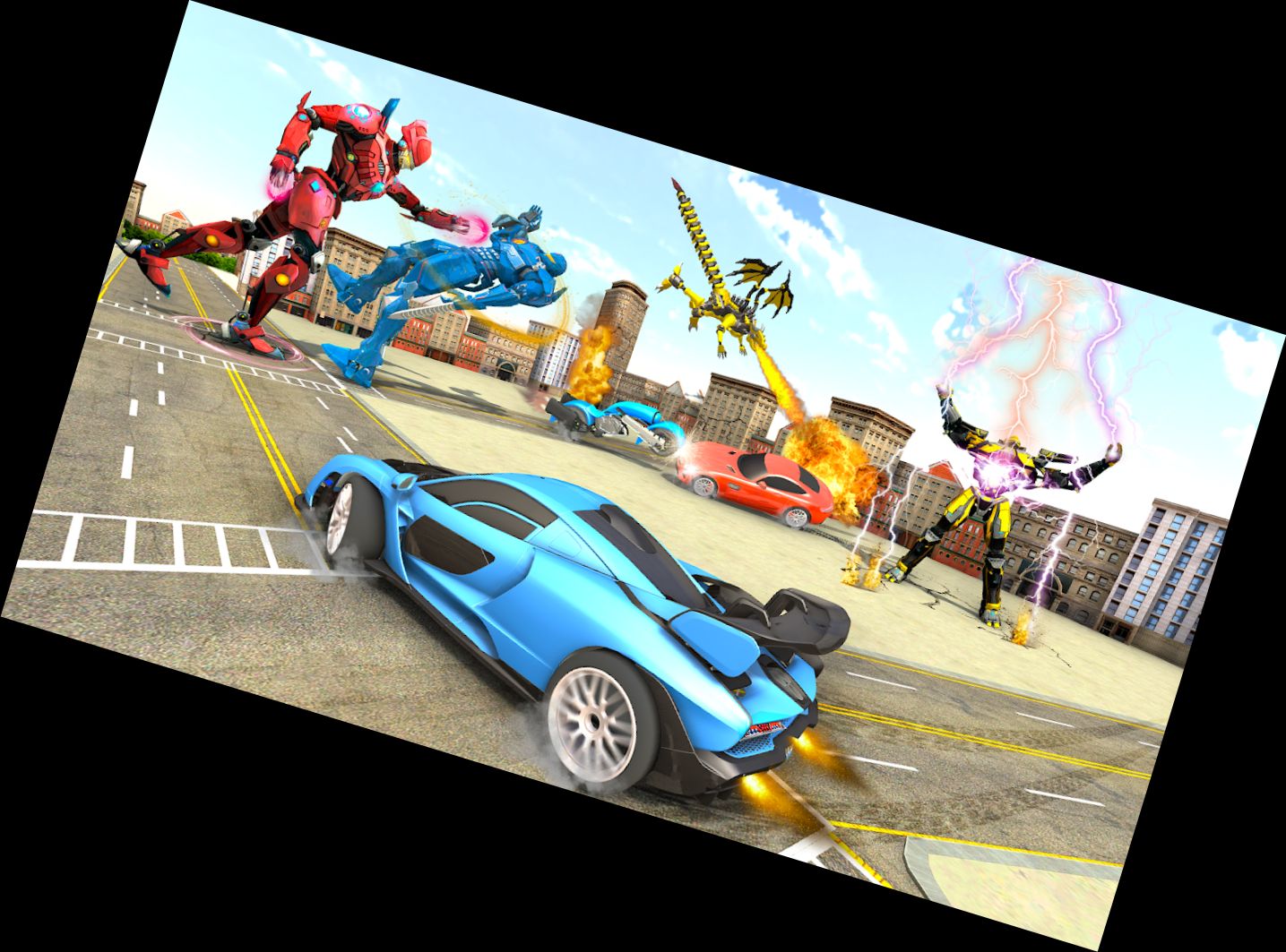 Fliegender Roboter Auto Transformations Krieg