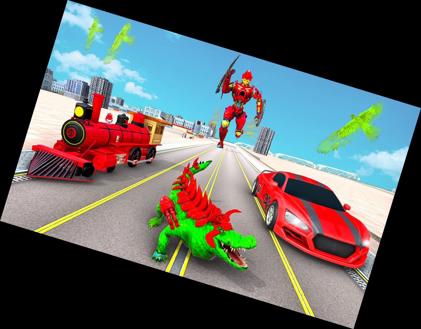 Robot Car Crocodile Transform Games