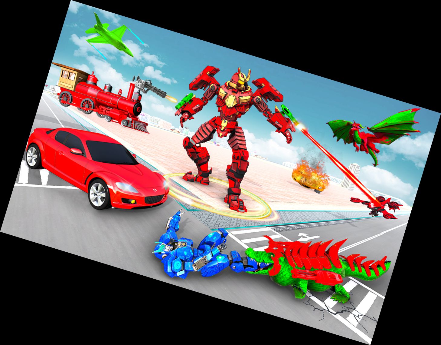 Robot Car Crocodile Transform Games