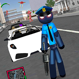 Polizei-Stickman-Seilheld