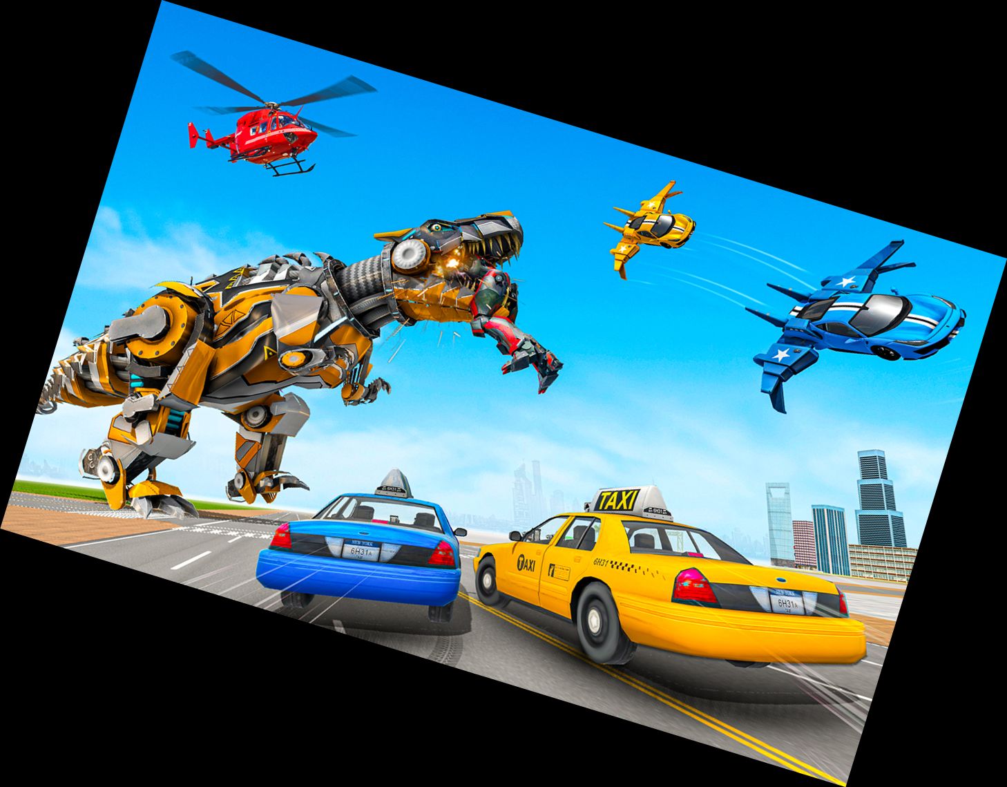 Fliegender Taxiroboter Auto Spiel 3