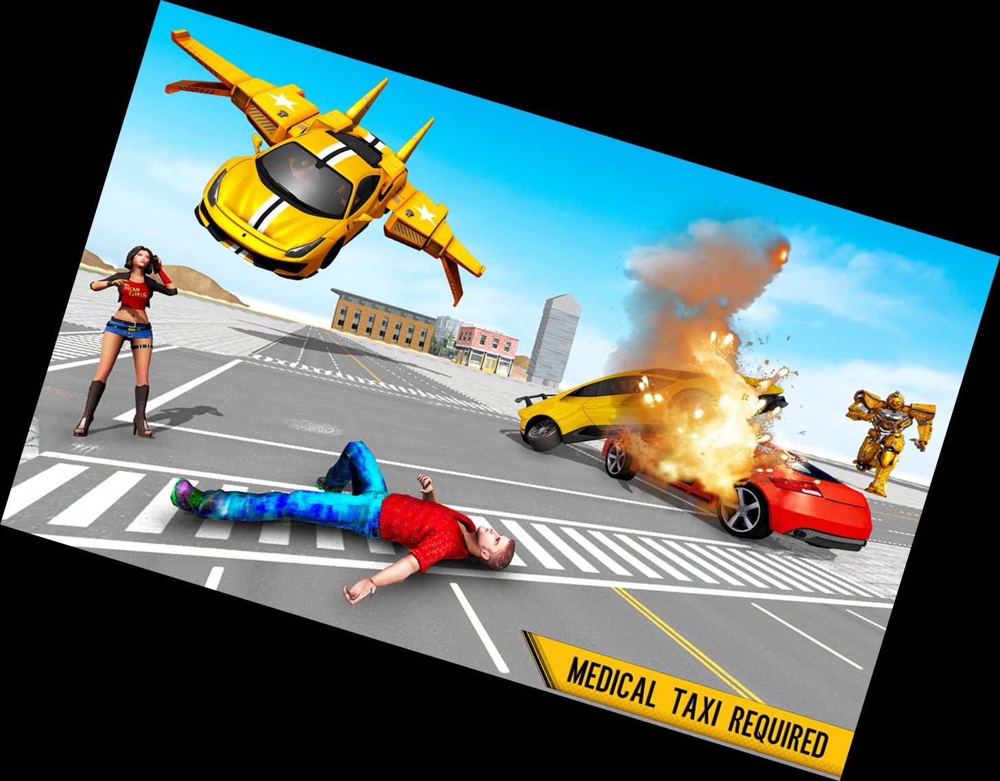 Fliegender Taxiroboter Auto Spiel 3