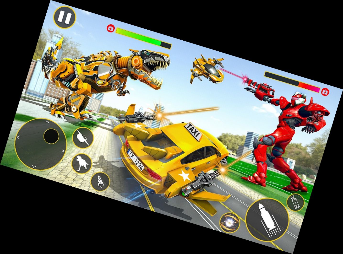 Fliegender Taxiroboter Auto Spiel 3